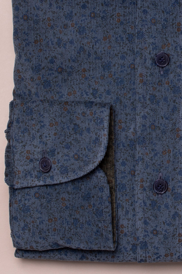 Navy Cord Printed Shirt