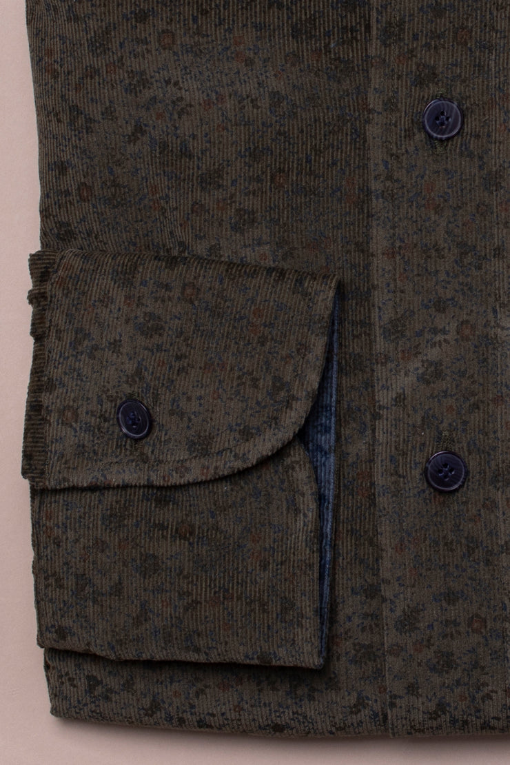 Dark Green Cord Printed Shirt