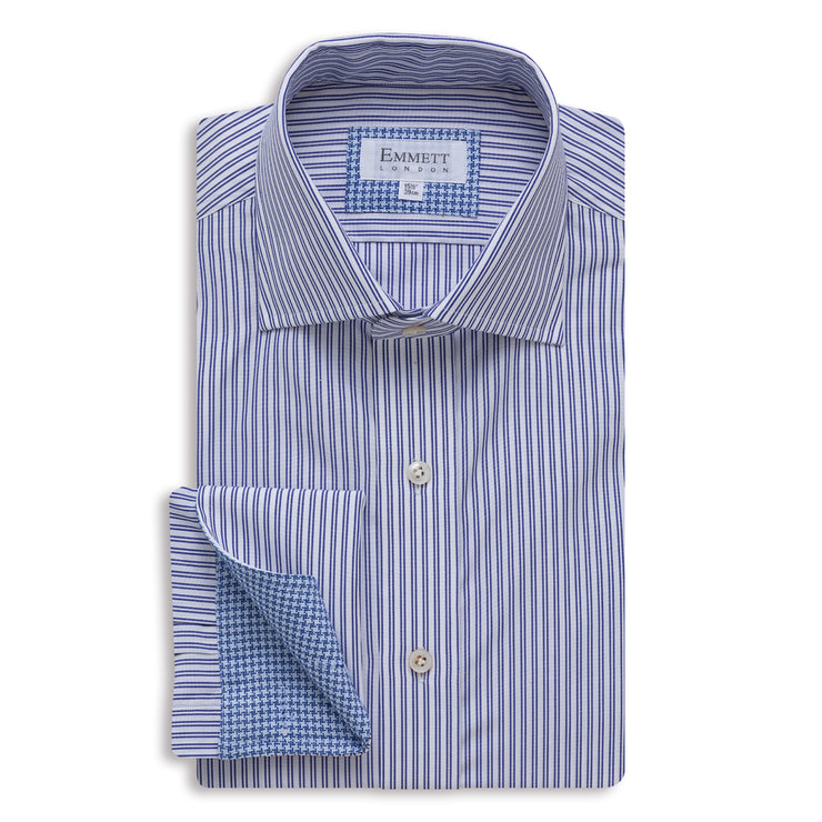 Double Blue Stripe Shirt - Emmett London - Jermyn Street & Kings Road Shirtmakers