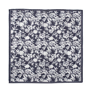 Navy Floral Print Linen Pocket Square - Emmett London - Jermyn Street & Kings Road Shirtmakers