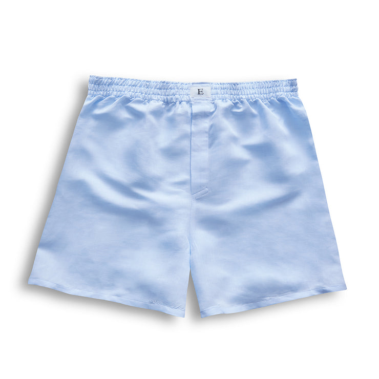 Light Blue Cotton Linen Boxer Shorts