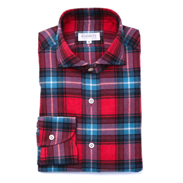 Red And Blue Brushed Cotton Check Shirt