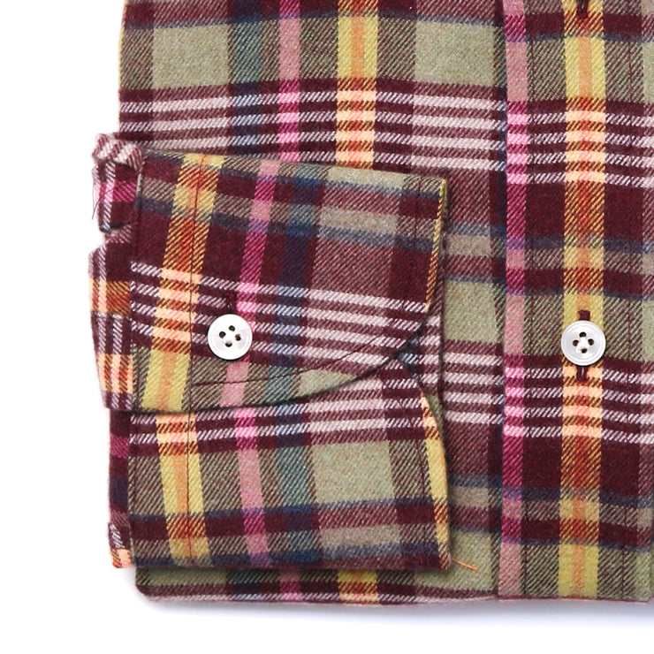 Green And Pink Brushed Cotton Check Shirt