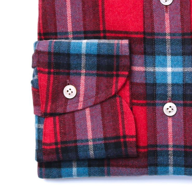 Red And Blue Brushed Cotton Check Shirt