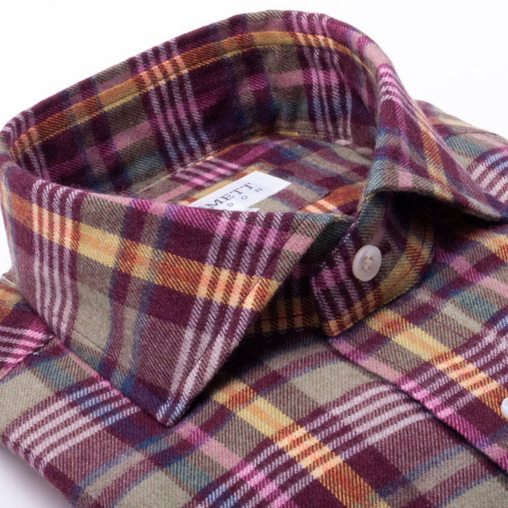 Green And Pink Brushed Cotton Check Shirt