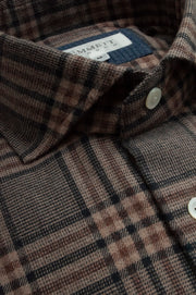 Soft Brown brushed Cotton Check Shirt