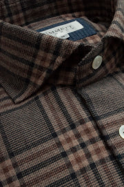 Soft Brown Brushed Cotton Check Shirt