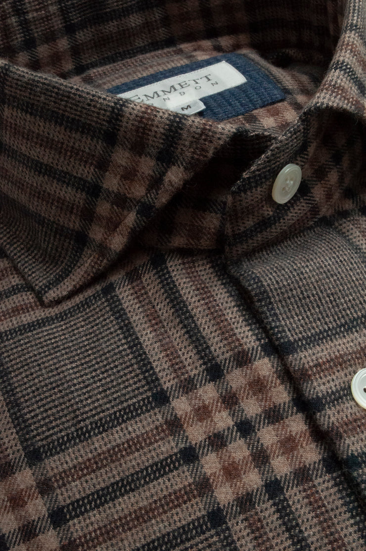Soft Brown brushed Cotton Check Shirt