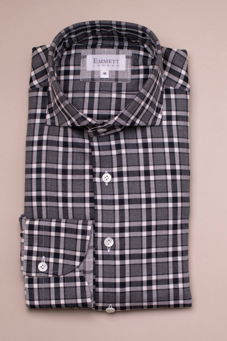 White and Black Checked Shirt