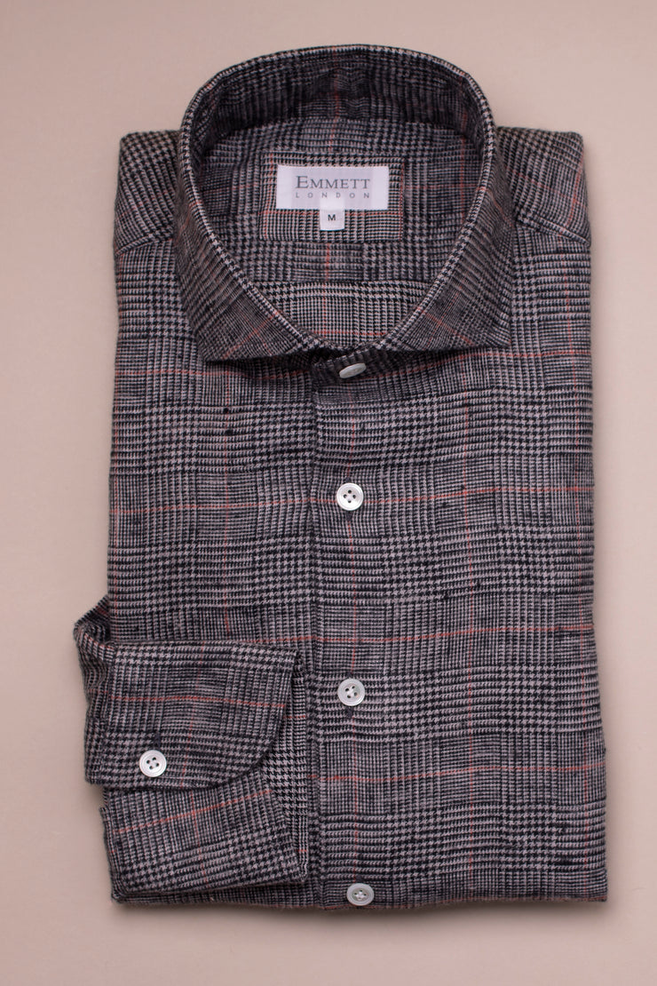 Soft Grey Prince Of Wales Check Shirt