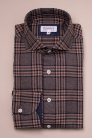 Soft Brown brushed Cotton Check Shirt