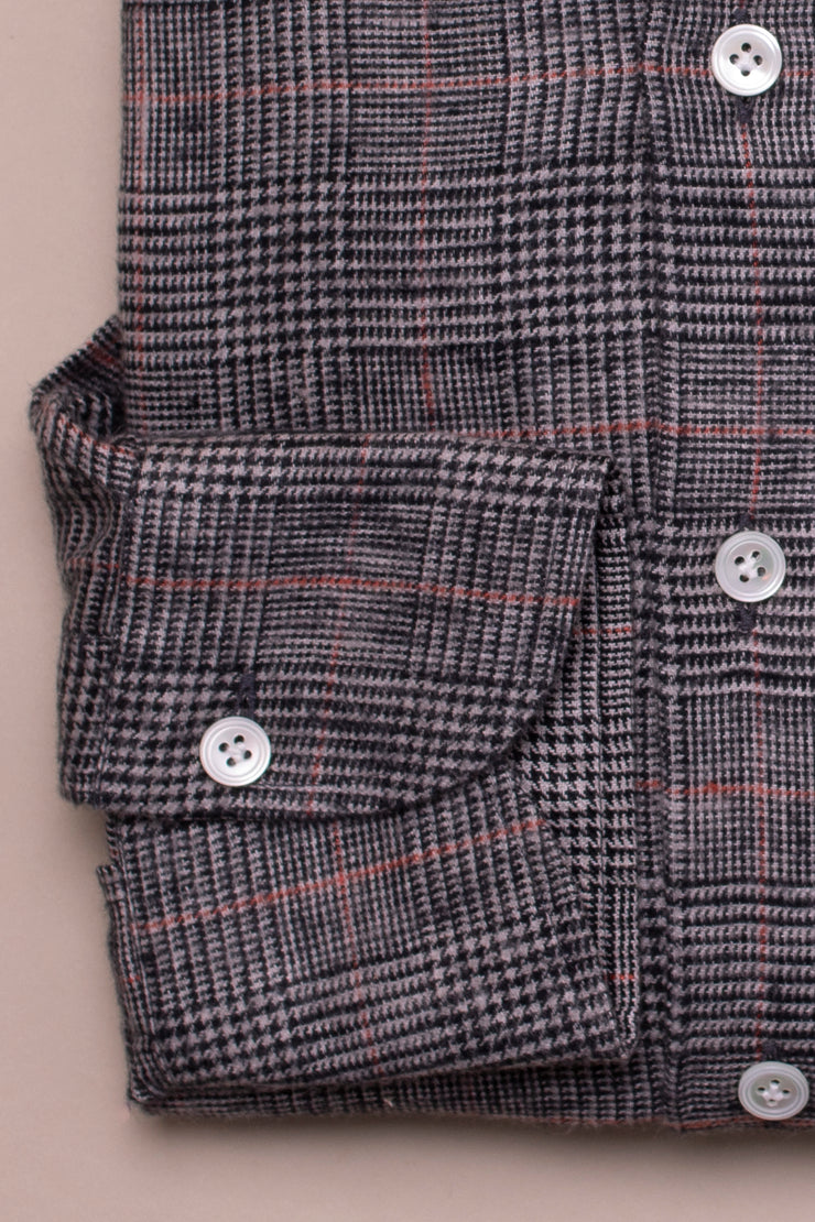 Soft Grey Prince Of Wales Check Shirt