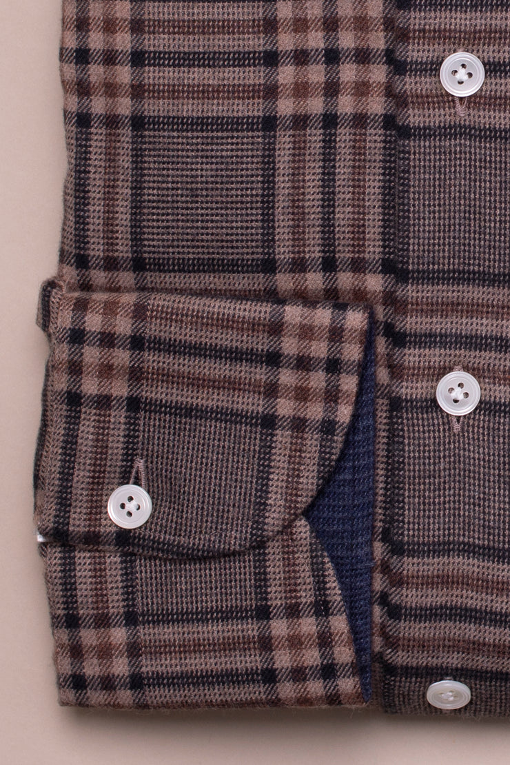 Soft Brown brushed Cotton Check Shirt