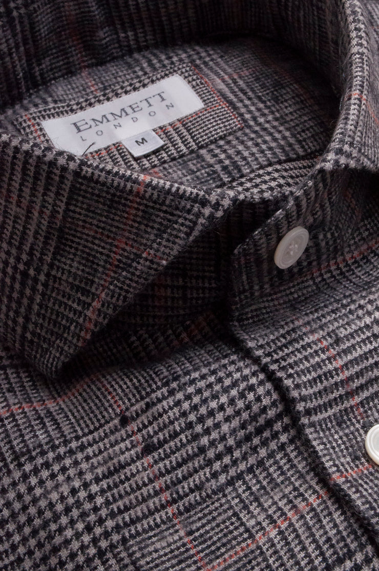 Soft Grey Prince Of Wales Check Shirt