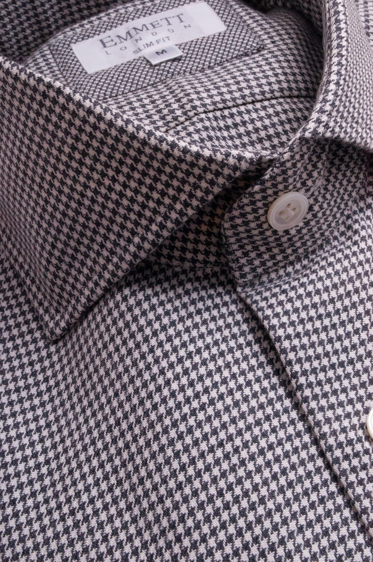 White and Black Houndstooth Shirt