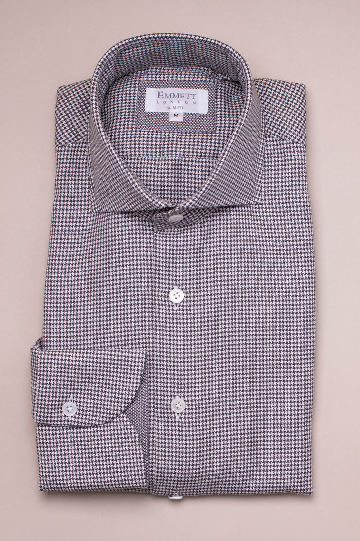 White and Black Houndstooth Shirt