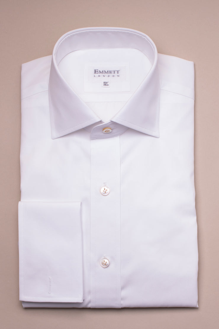 120s White Poplin Double Cuff Shirt