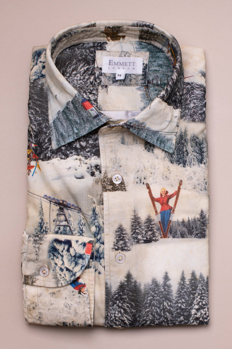 Mountain Skiers Printed Shirt
