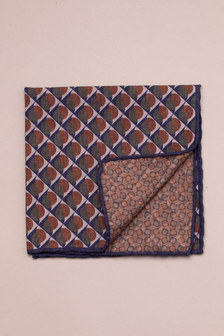 Brown Print Cotton-Wool Pocket Square