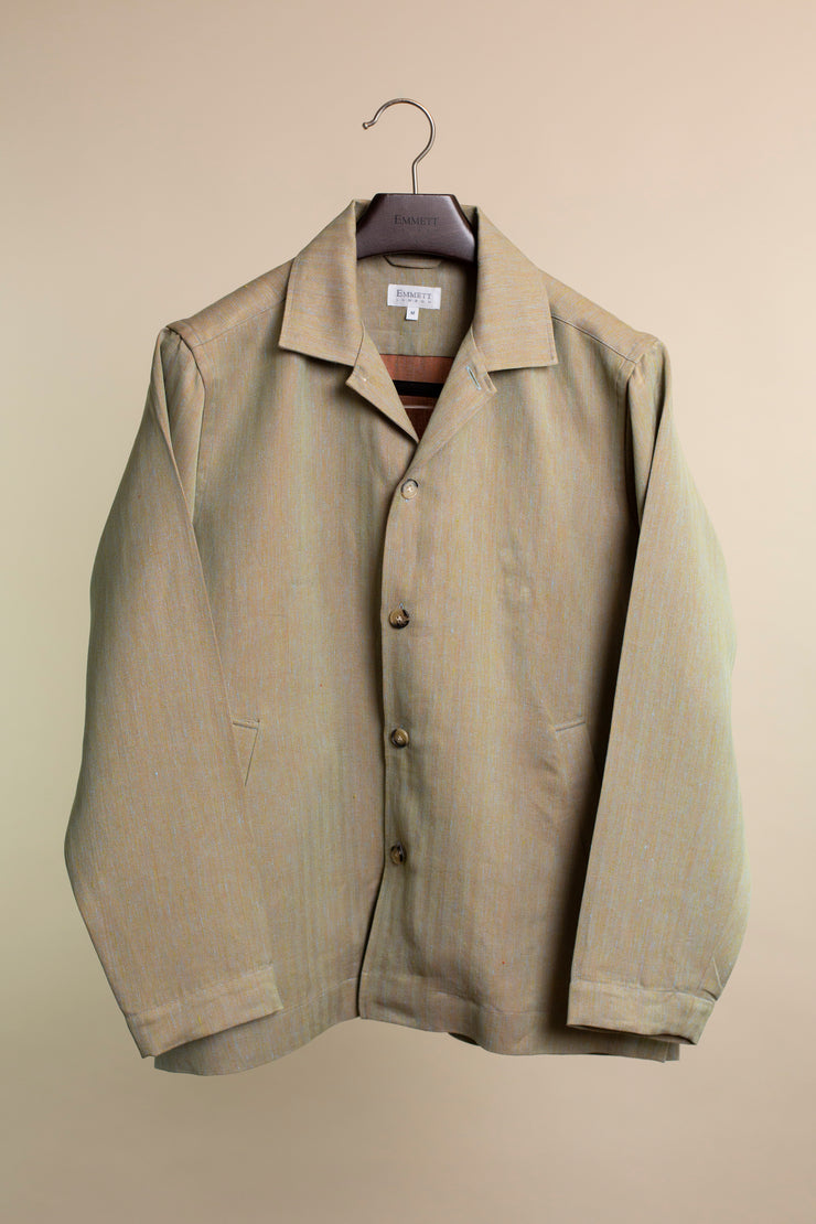 Green Linen Herringbone Coach Jacket