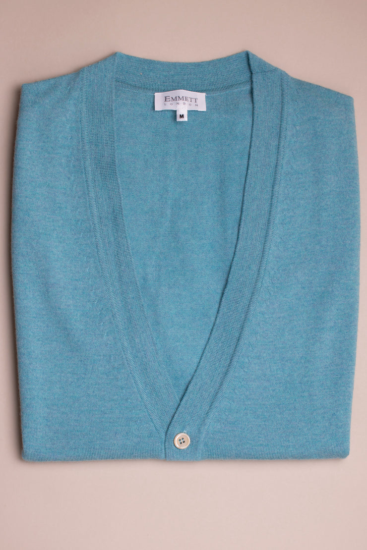 Turquoise Merino Wool Cardigan