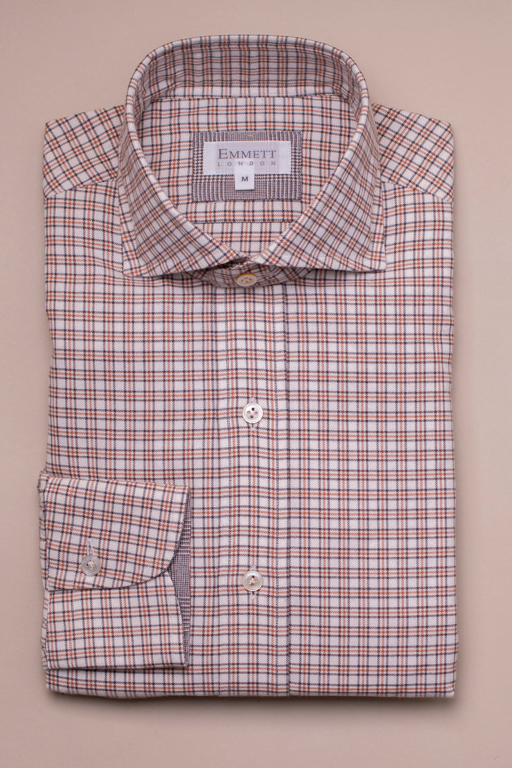 Orange and Brown Check Shirt