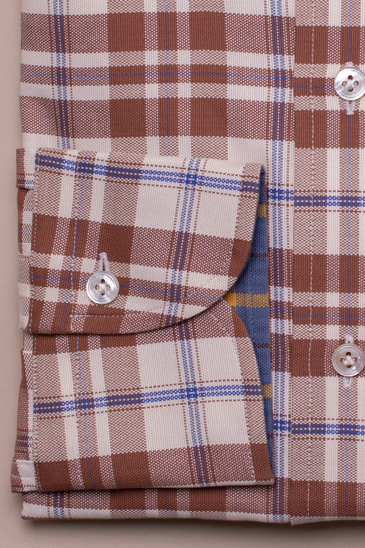 Brown and White Oxford Check Shirt
