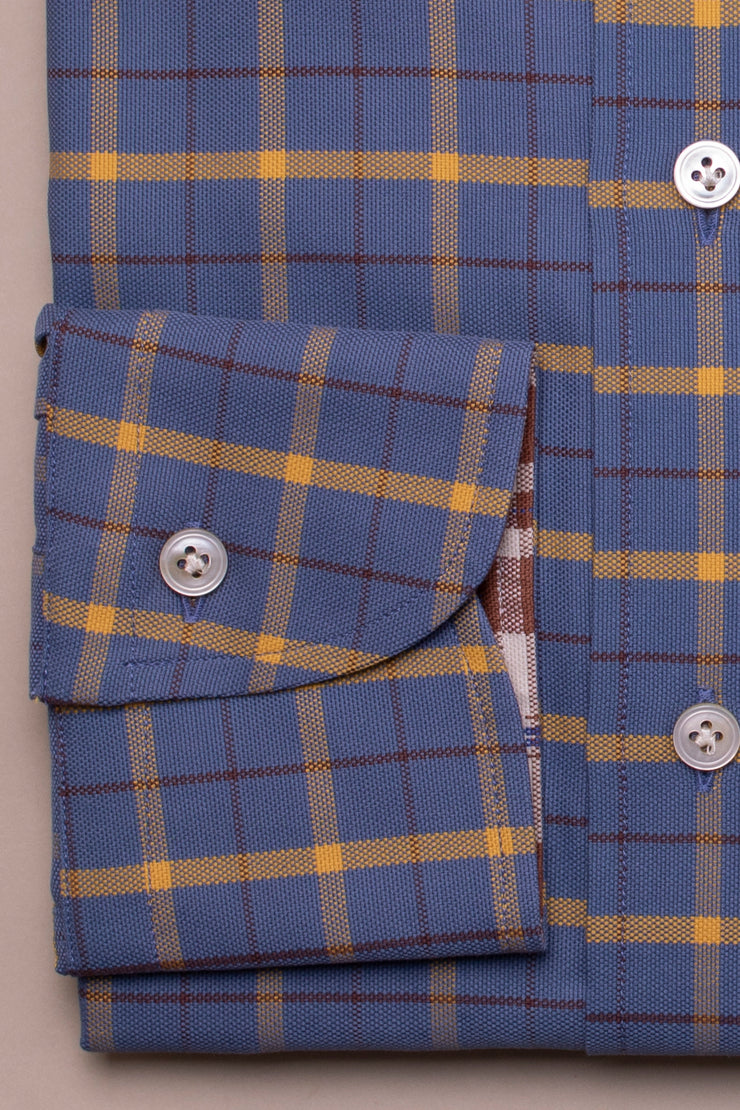 Blue and Yellow Oxford Check Shirt