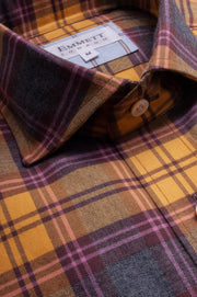 Yellow and Purple Check Brushed Cotton Shirt