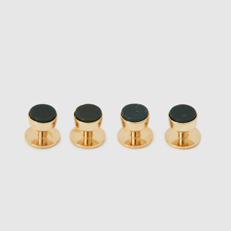 Gold Bloodstone Studs