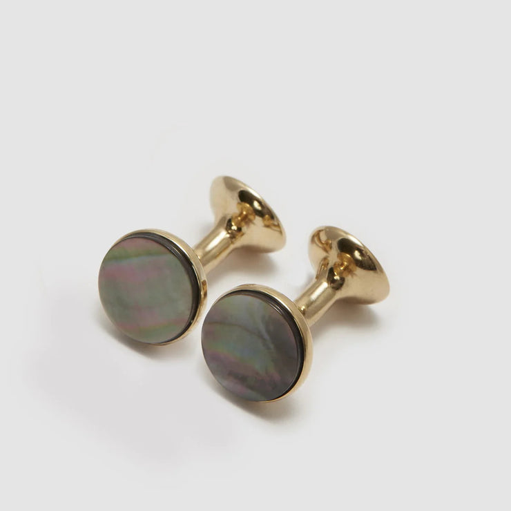 Gold Smokey Mother Of Pearl Cufflinks