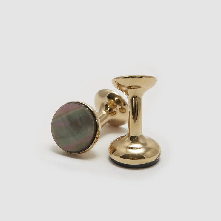 Gold Smokey Mother Of Pearl Cufflinks