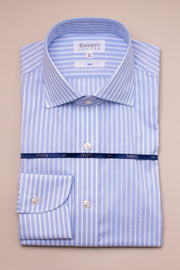 White And Blue Fine stripe 140s Shirt
