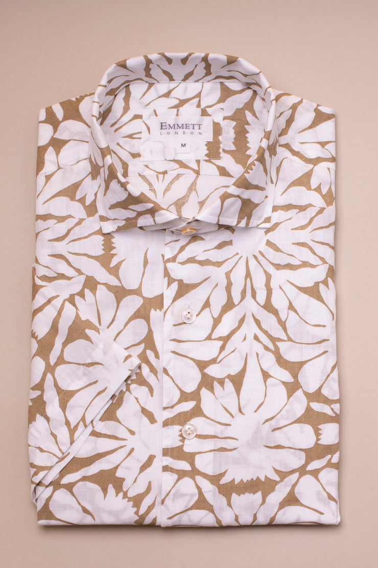 White And Beige Seersucker Shirt