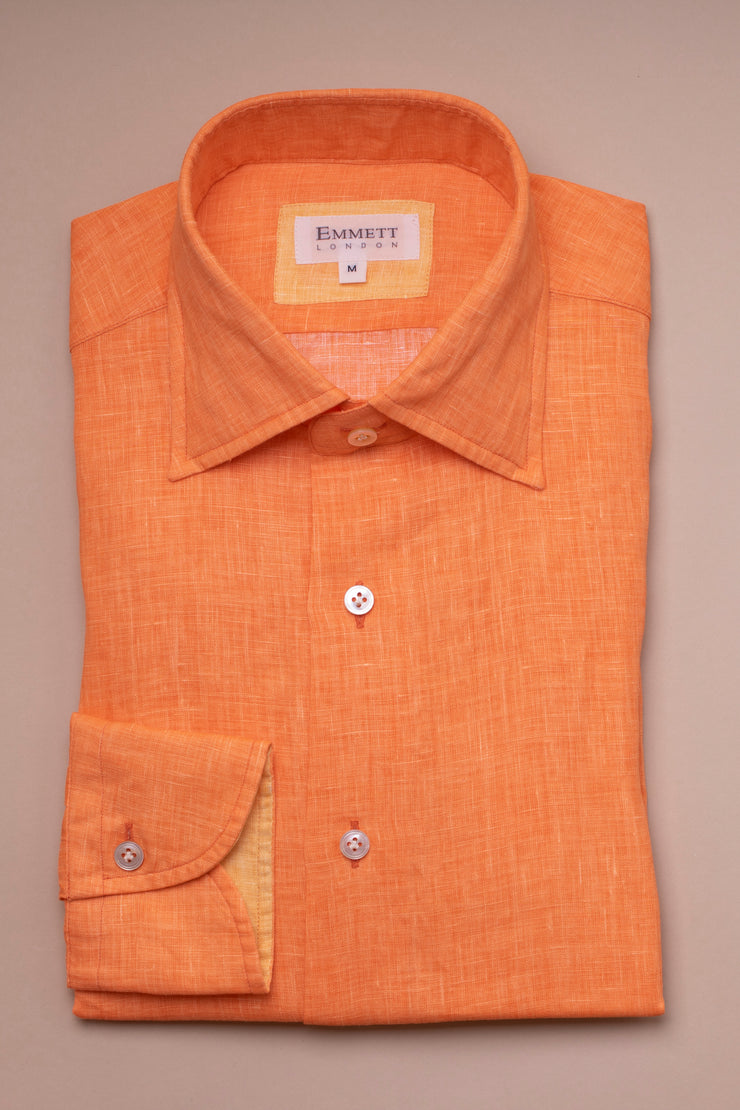 Bright Orange Linen Shirt