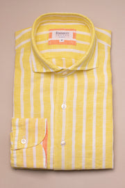 Wide Yellow Linen Stripes Shirt
