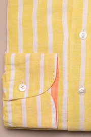 Wide Yellow Linen Stripes Shirt