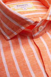Wide Orange Linen Stripes Shirt