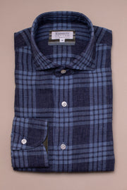 Blue On Blue Check Linen Shirt