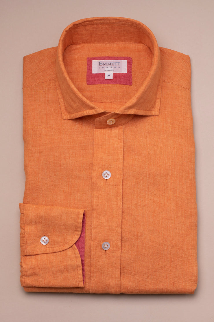 Orange Linen Shirt