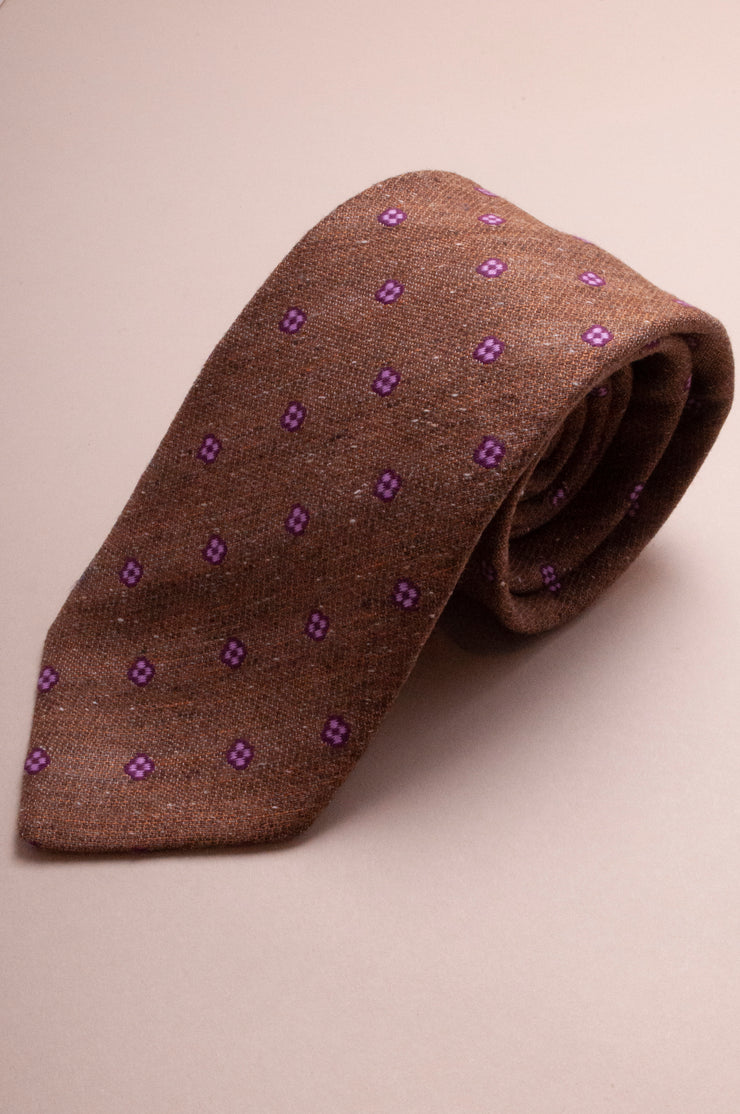 Brown And Purple Square Shantung Tie