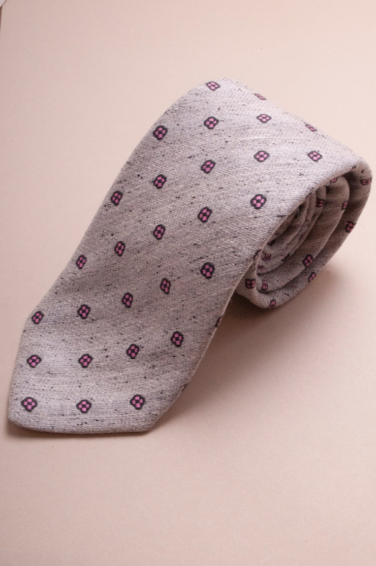 Grey And Pink Square Shantung Tie