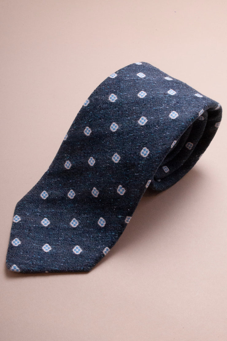 Navy And Light Blue Square Shantung Tie