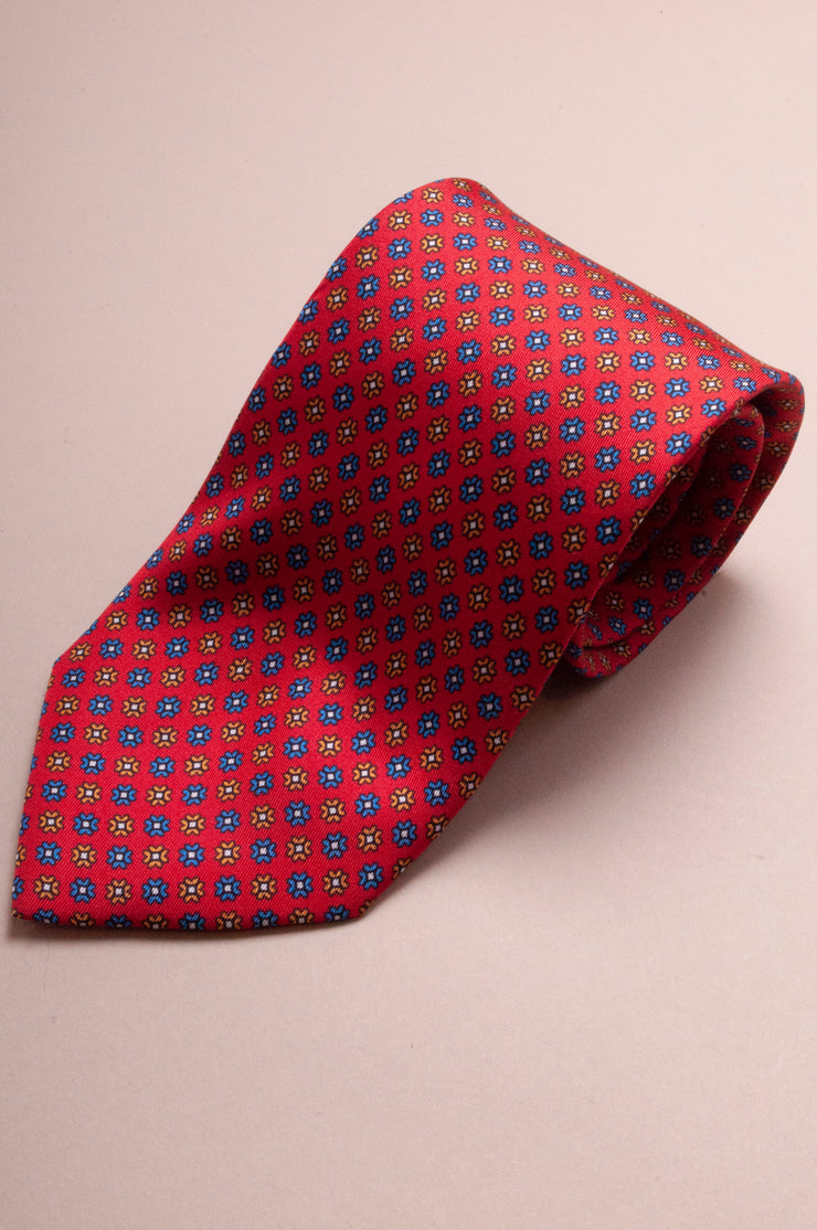 Red Small Floral Silk Tie