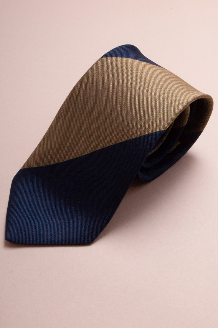 Gold And Navy Wide Stripe Tie