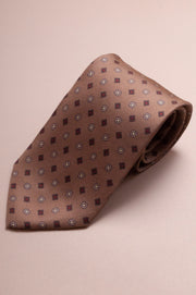 Brown Small Floral Silk Tie