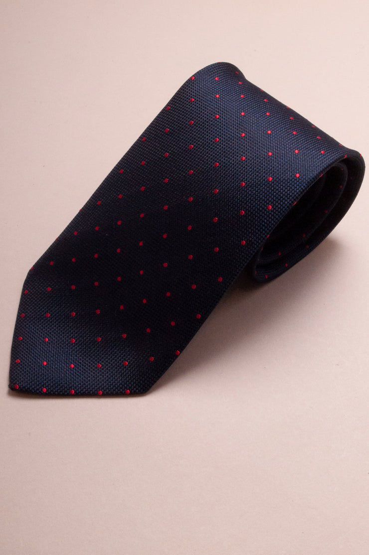 Navy And Red Polka Dot Tie
