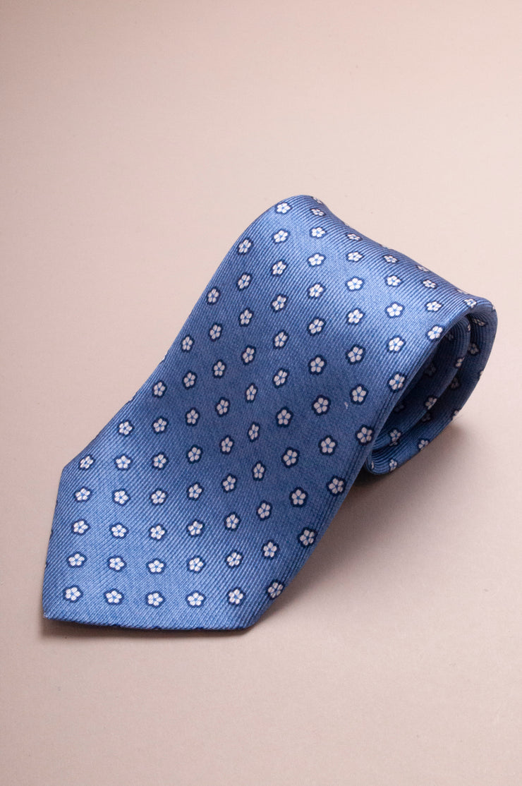 Mid Blue Small Floral Tie